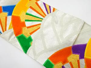 アンティーク　波に片輪車模様織り出し袋帯（着用可）